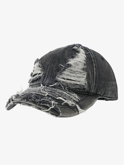 Distressed Denim Baseball Cap for Trendy Looks 