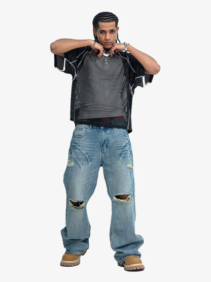 300G Jade Pattern Dyeing Mesh T-Shirt Breathable Quick-Dry Sports Tee for Men?