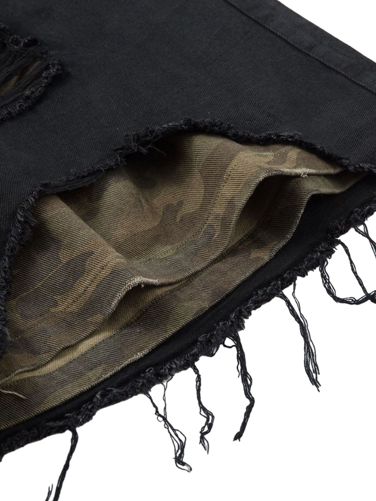 Distressed Ripped Black Denim Shorts 