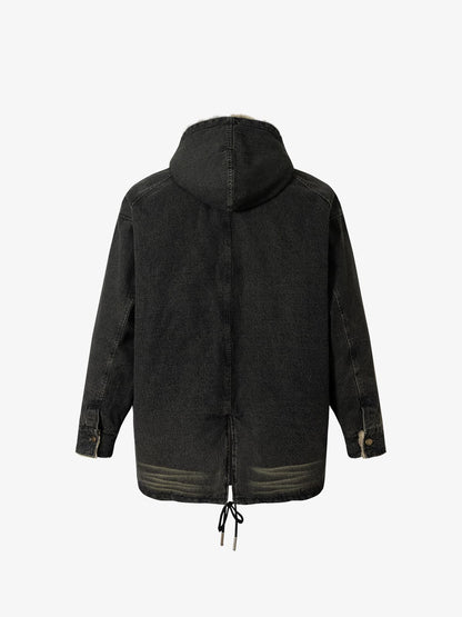 Winter-Ready Corduroy Jacket with Faux Fur Trim for Men 