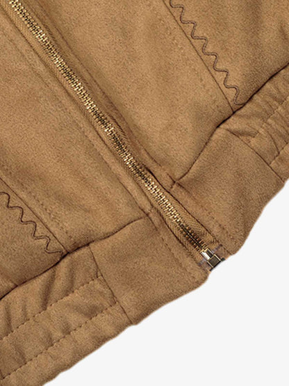 Vintage Distressed Deconstructed Faux Fur Collar Jacket 