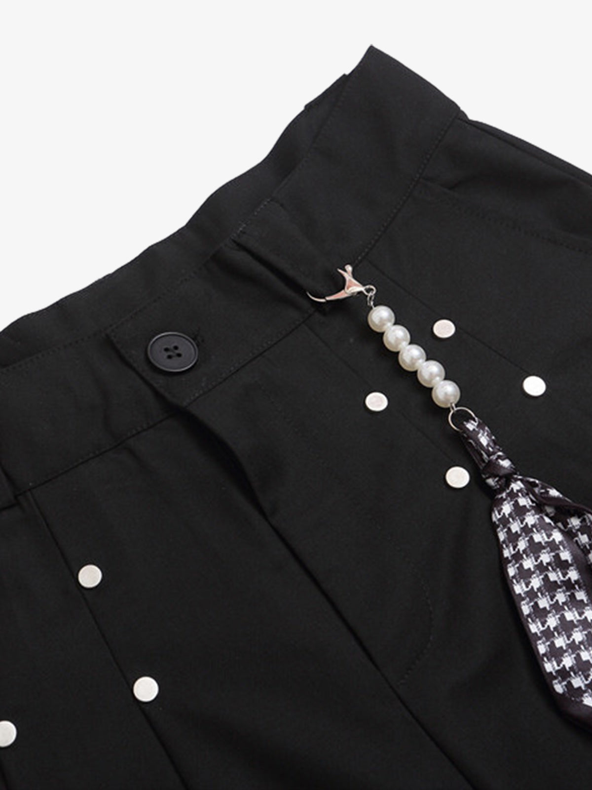 Pleated Design Pendant Decoration Baggy Shorts 