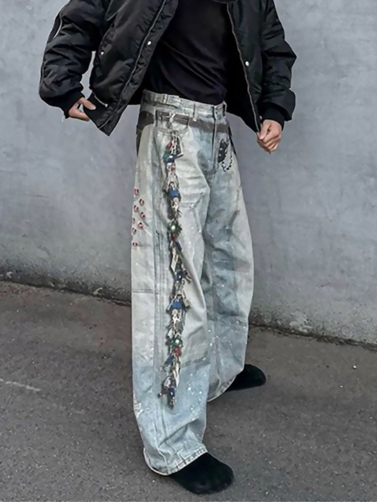 Multi-Keychain Heart Digital Printed Jeans 