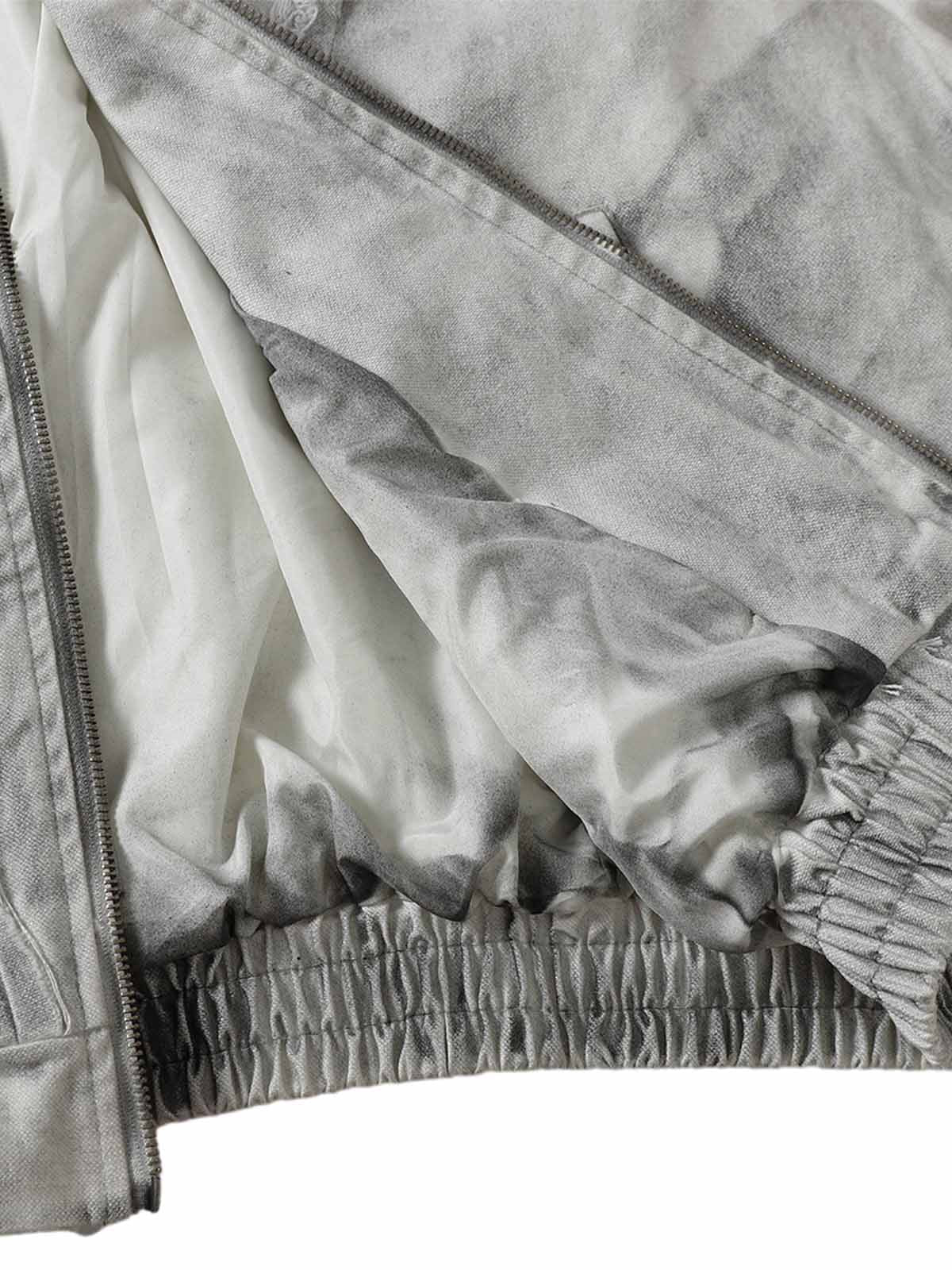 Thesupermade Washed Distressed Fur Hooded Jacket 