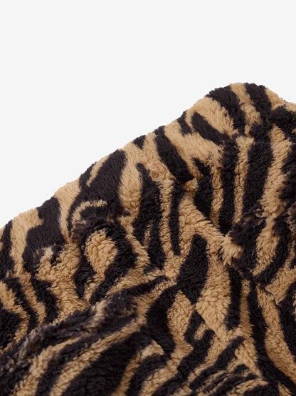 Retro Zebra Print Wide-Leg Lounge Barrel Pants 