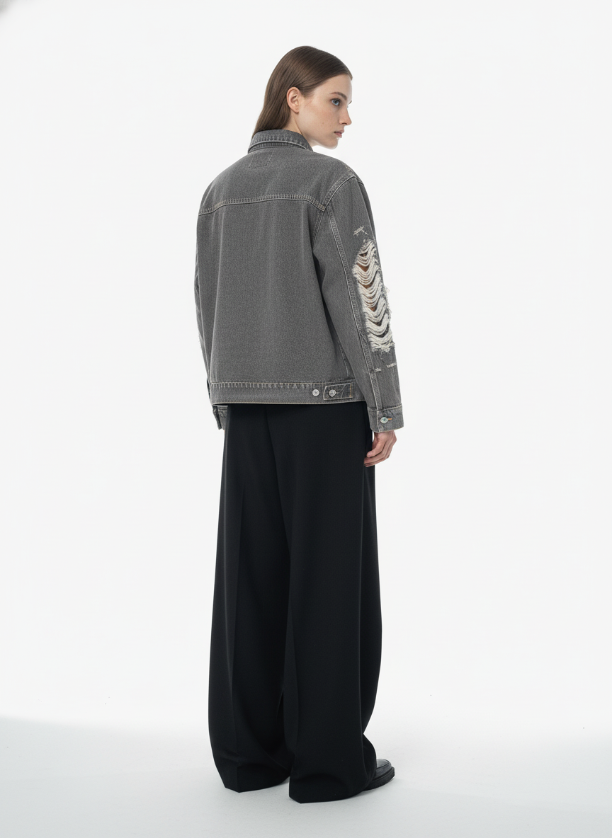 Retro Washed Distressed Denim Jacket