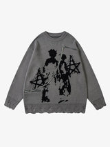 Oversized Graphic Sweater with Chain Detail - Perfect for Casual and Trendy Looks 