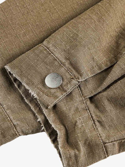 Washed Stand Collar Multi Pocket Jacket
