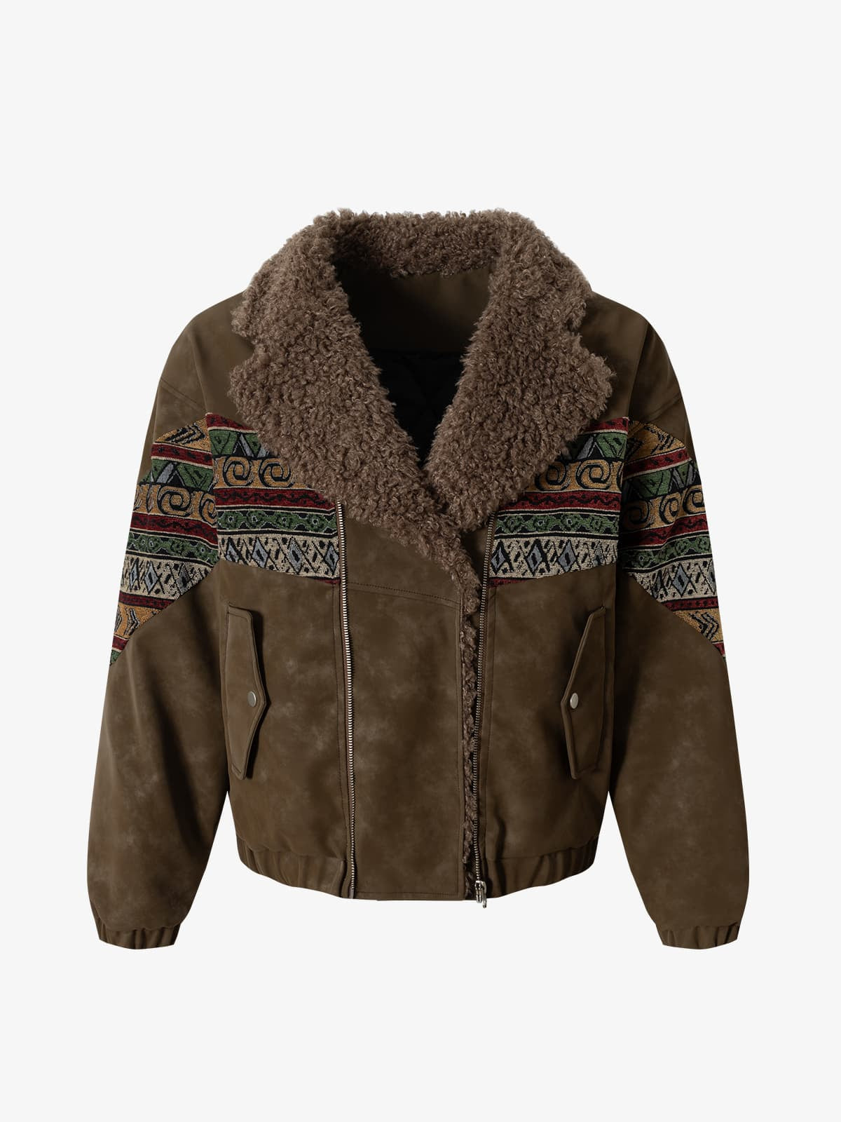 Thesupermade Webbing Stitching Leather And Lambskin Cotton Coat 