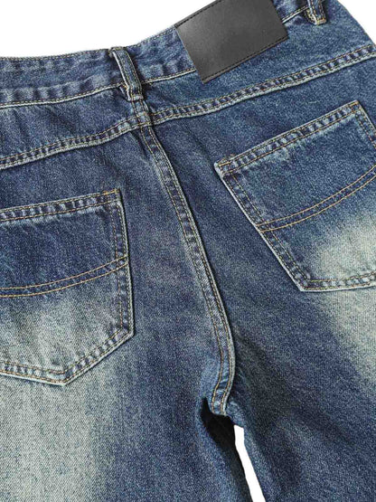 Washed Distressed Deconstructed Pleated Scimitar Jorts 