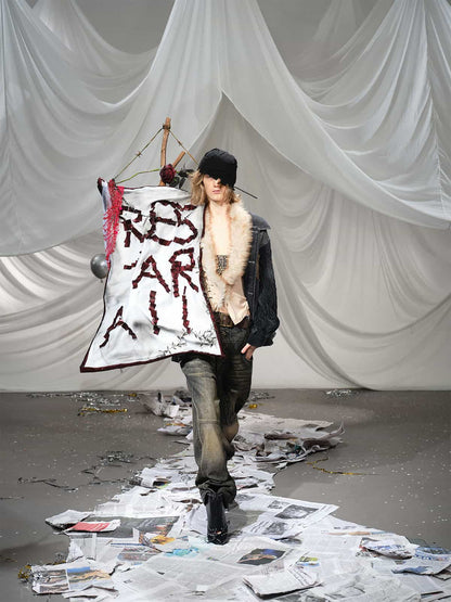 Stylish Denim Jacket with Cable Knit Sleeves and Leather Patches for Men 