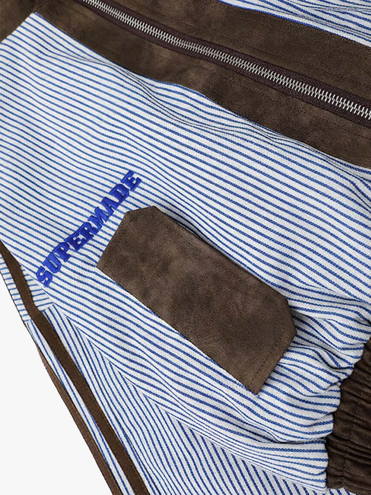 Striped Bomber Jacket with Contrast Panels for Women 