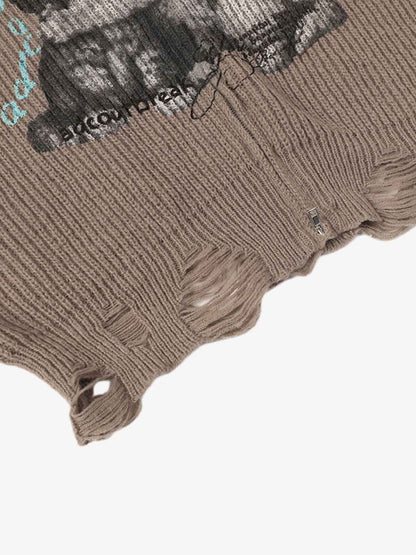 Cozy Cat Graphic Knit Sweater for Casual Wear 