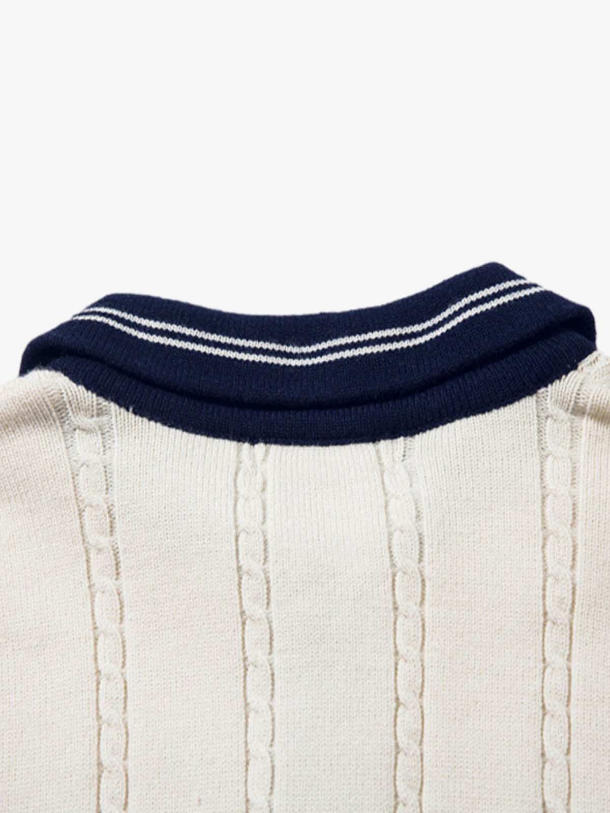 Retro College Polo Collar Knit Sweater 