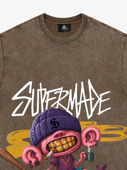 Thesupermade Cartoon Graffiti Trendy Weird Kid T-shirt 