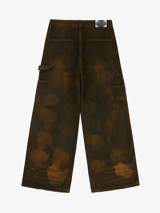 Vintage Mud-Dyed Wash Deconstructed Patchwork Jeans 