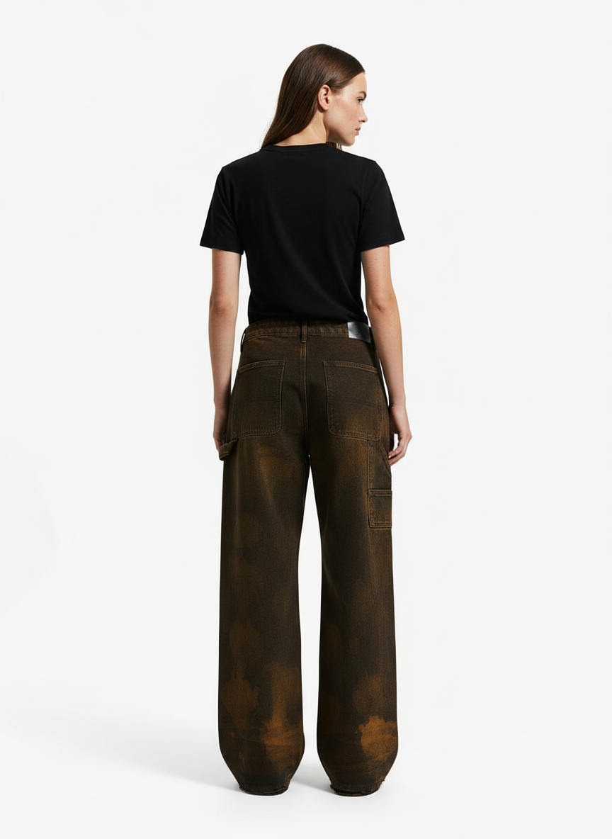 Vintage Mud-Dyed Wash Deconstructed Patchwork Jeans