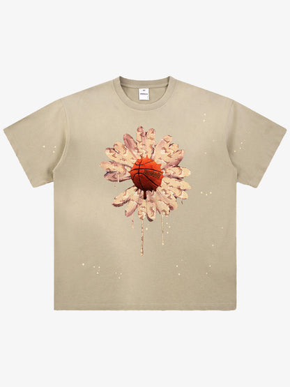 thesupermade Funny street basketball floral pattern design T-shirt 