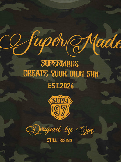 Cotton Camouflage Print T-Shirt with SuperMade Logo Design for Men and Women?