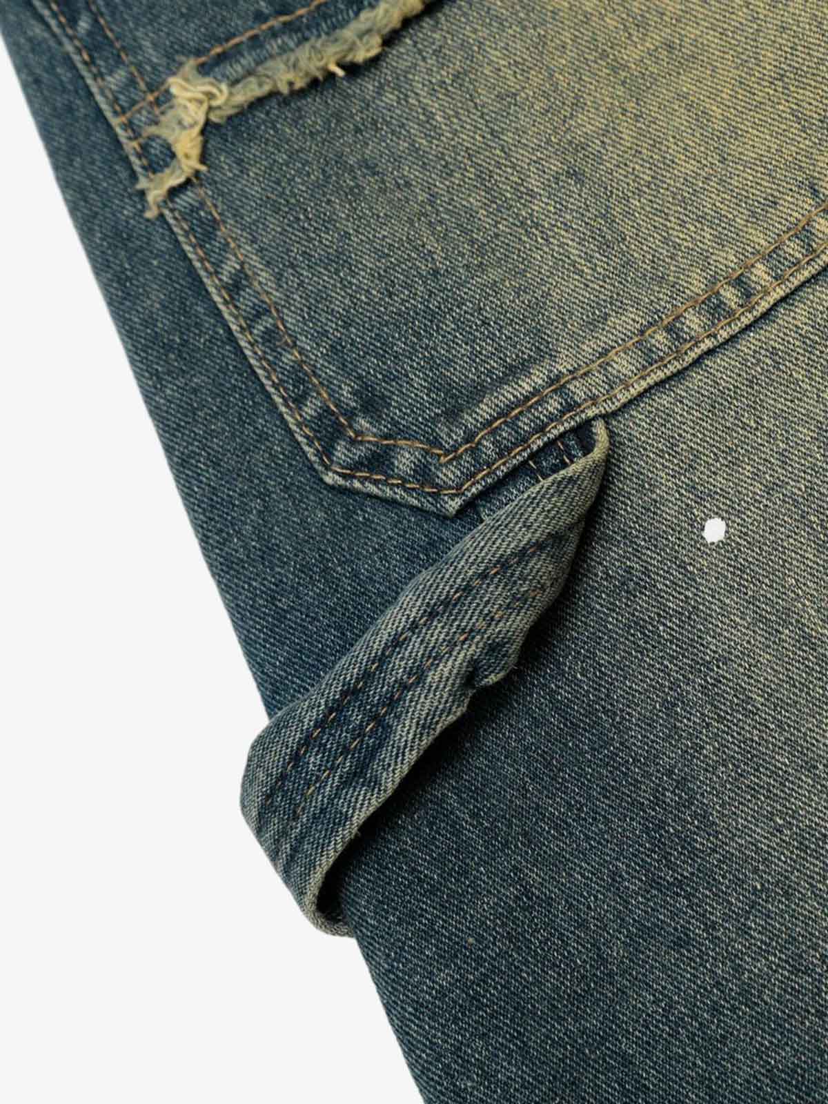 Distressed Denim Jeans with Braided Chain Detail - Perfect for Casual and Streetwear Styles 