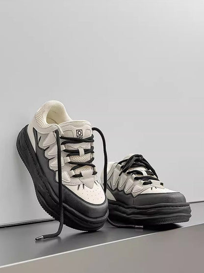 Black And White Platform Sneakers - 2449