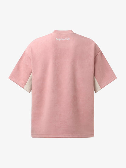 Cotton Blend Oversized Sport T-Shirt with Contrast Panels and Logo Print?
