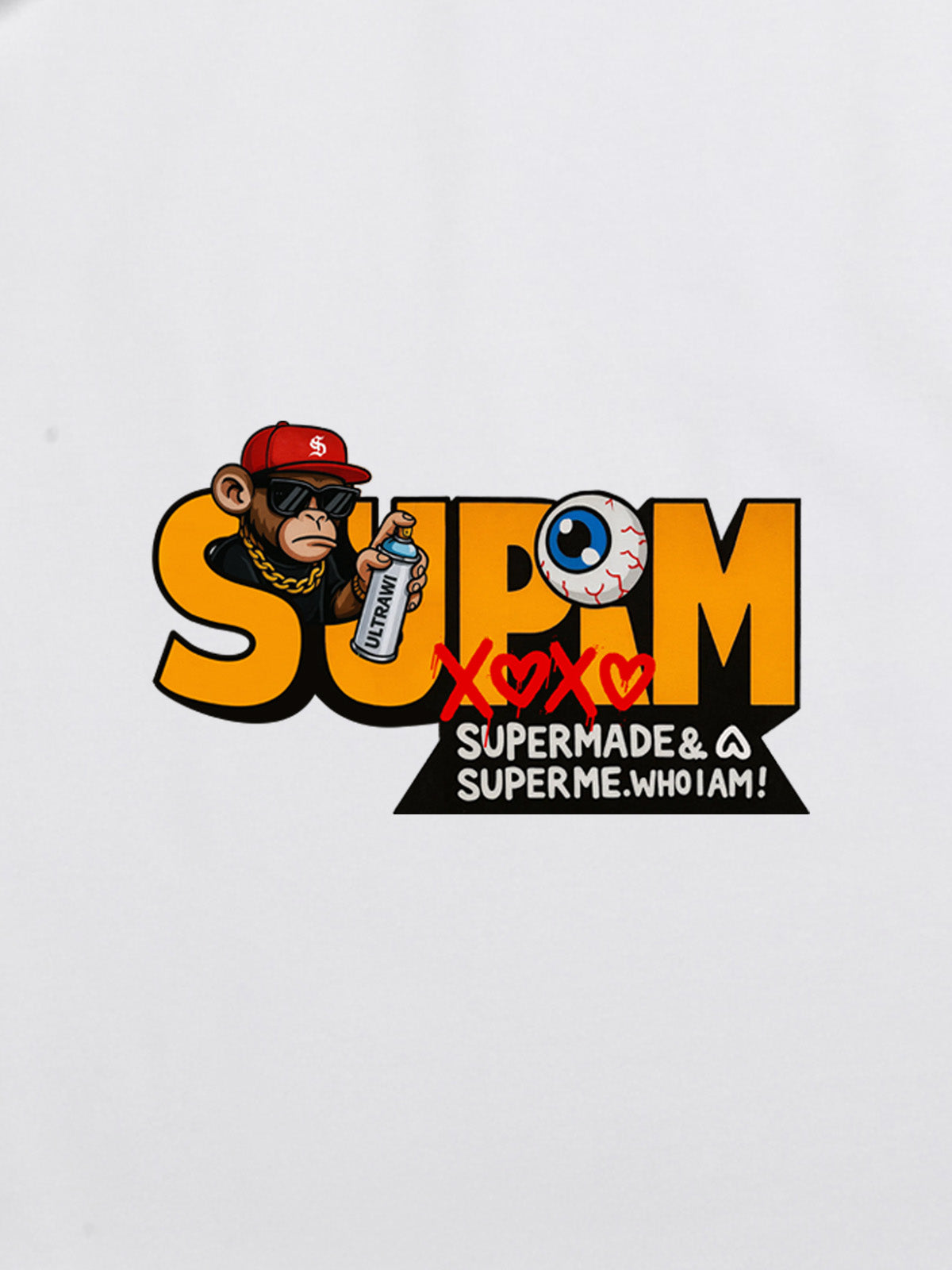 Supermade Trendy Hip-Hop Monkey Graffiti Font T-Shirt 