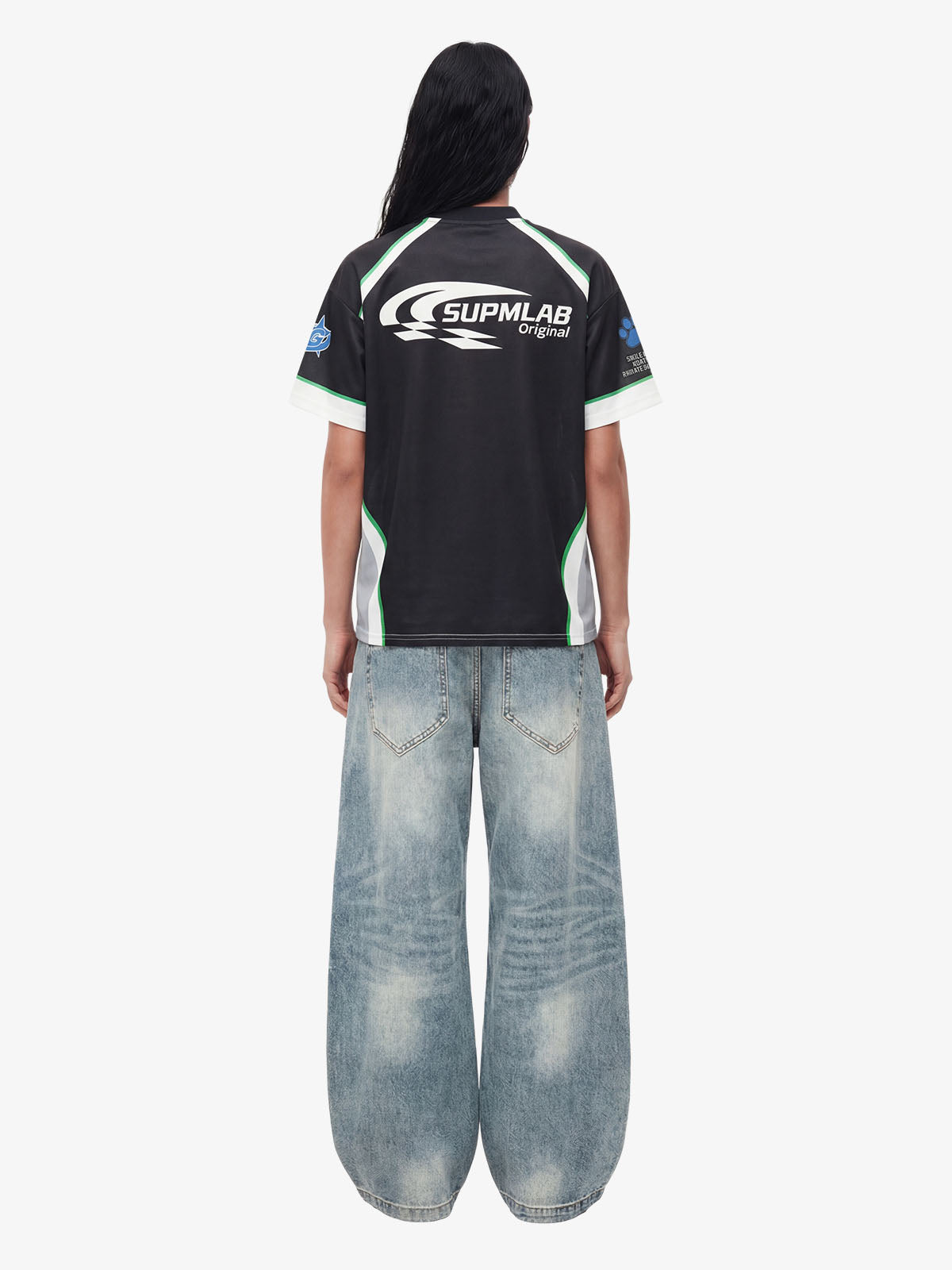 Doberman Graphic Racing Moto Style V-Neck Jersey T-Shirt