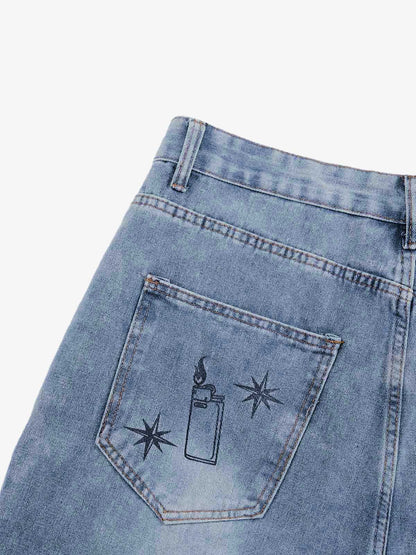 Retro Fun Graffiti Denim Jorts 