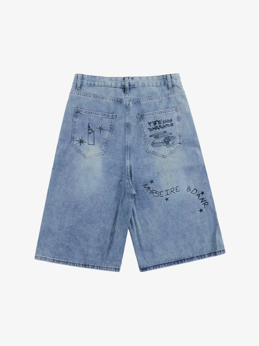 Retro Fun Graffiti Denim Jorts 