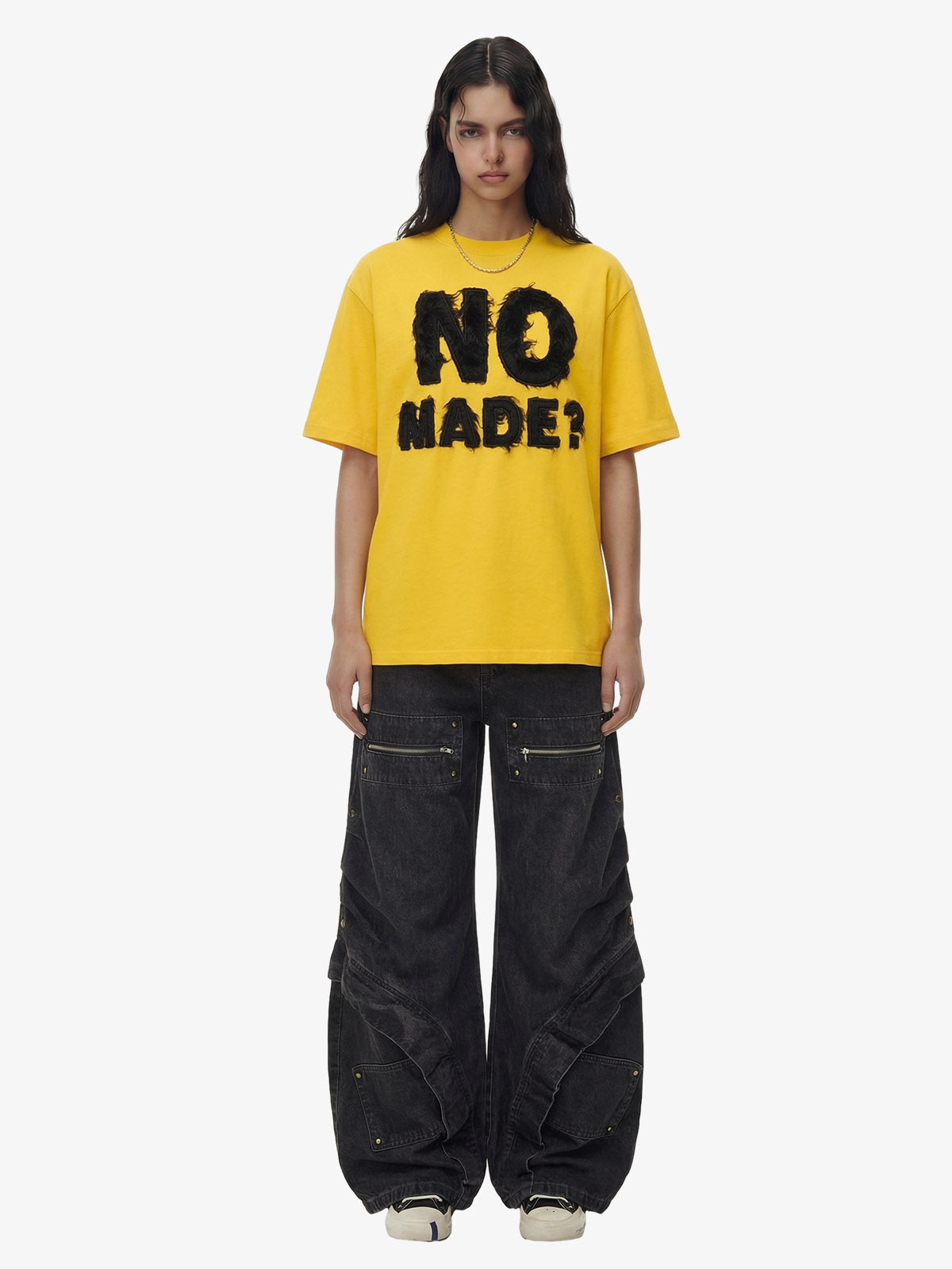 Heavy Retro Patch Embroidered T-shirt - 2398