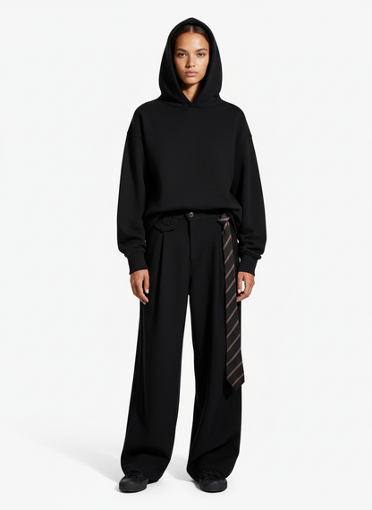 Tie Detail Relaxed Fit Draped Suit Pants