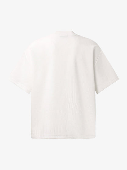 Cotton Oversized Graphic T-Shirt with Newspaper Print and Metal Eyelets?