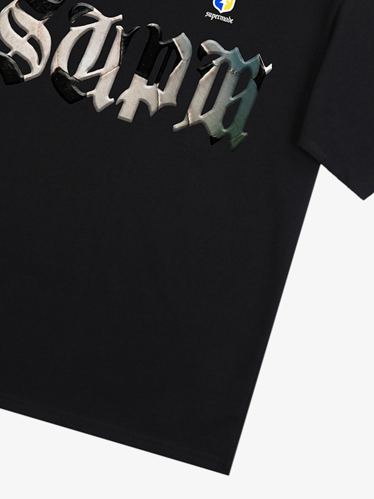 Cotton White Oversized T-Shirt with SUPA Gothic Print and Football Logo Design 