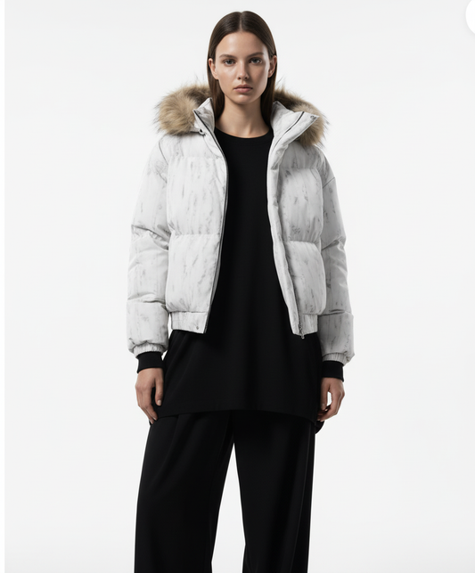 Vintage Fur Collar Hooded Cotton Jacket