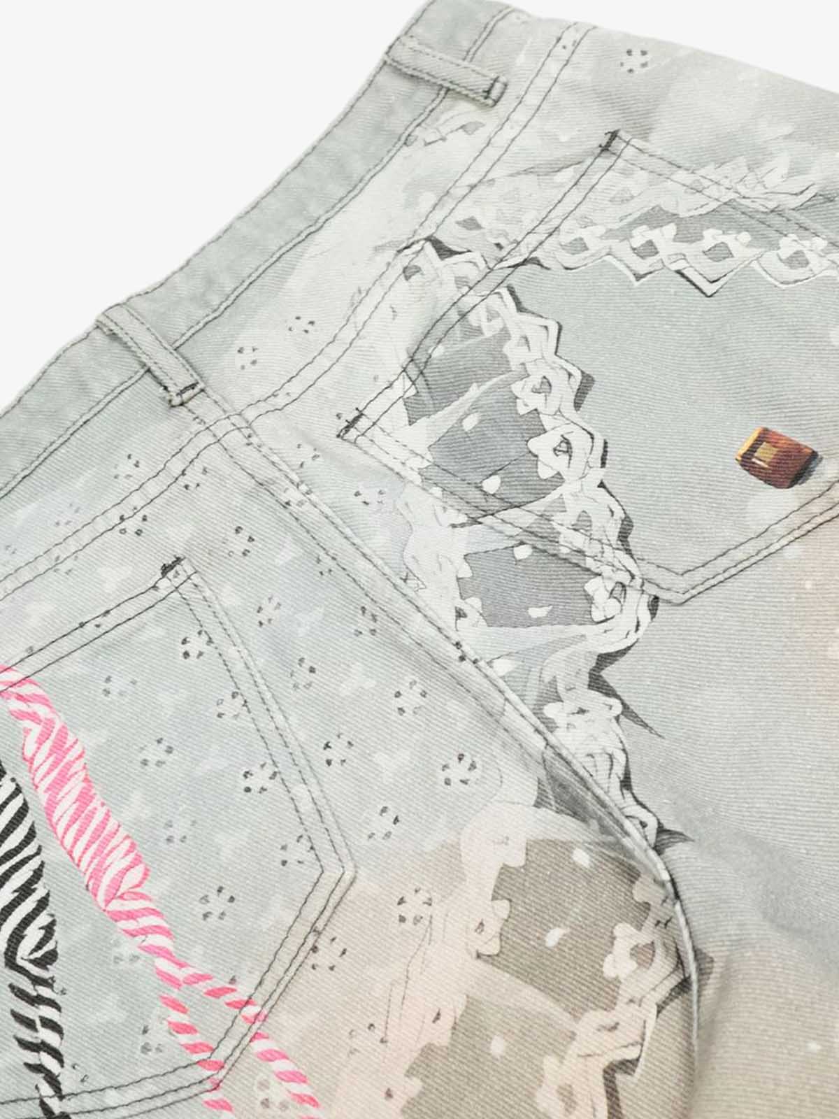 Unique Artistic Denim Trousers with Embellished Details for Women 