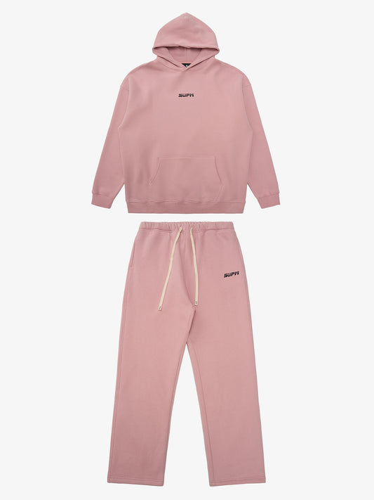 SUPM Minimalist Logo Pink Hoodie and Sweatpant Set 