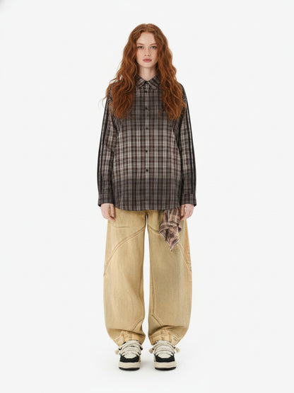 Vintage Distressed Patchwork Star Plaid Shirt