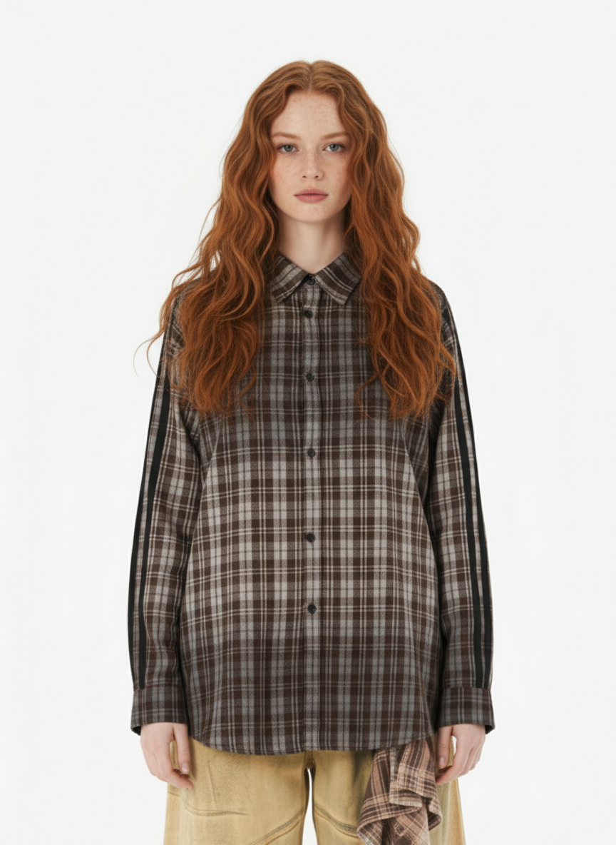 Vintage Distressed Patchwork Star Plaid Shirt