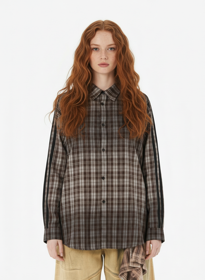 Vintage Distressed Patchwork Star Plaid Shirt