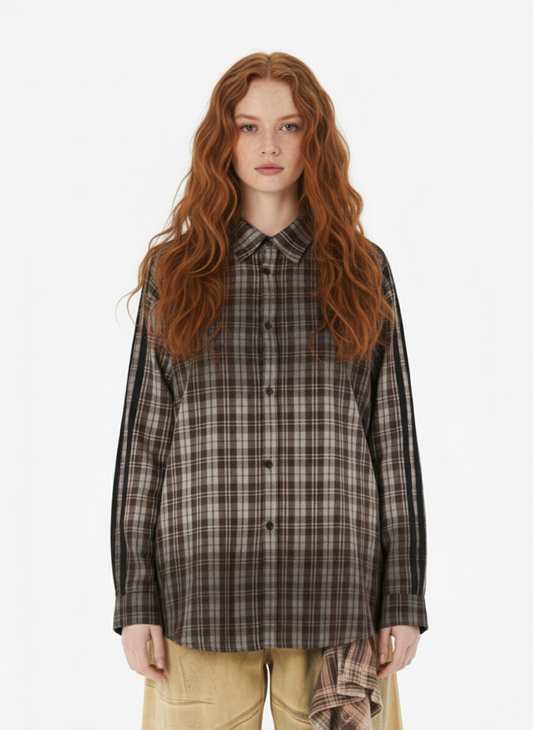 Vintage Distressed Patchwork Star Plaid Shirt