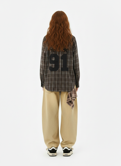 Vintage Distressed Patchwork Star Plaid Shirt