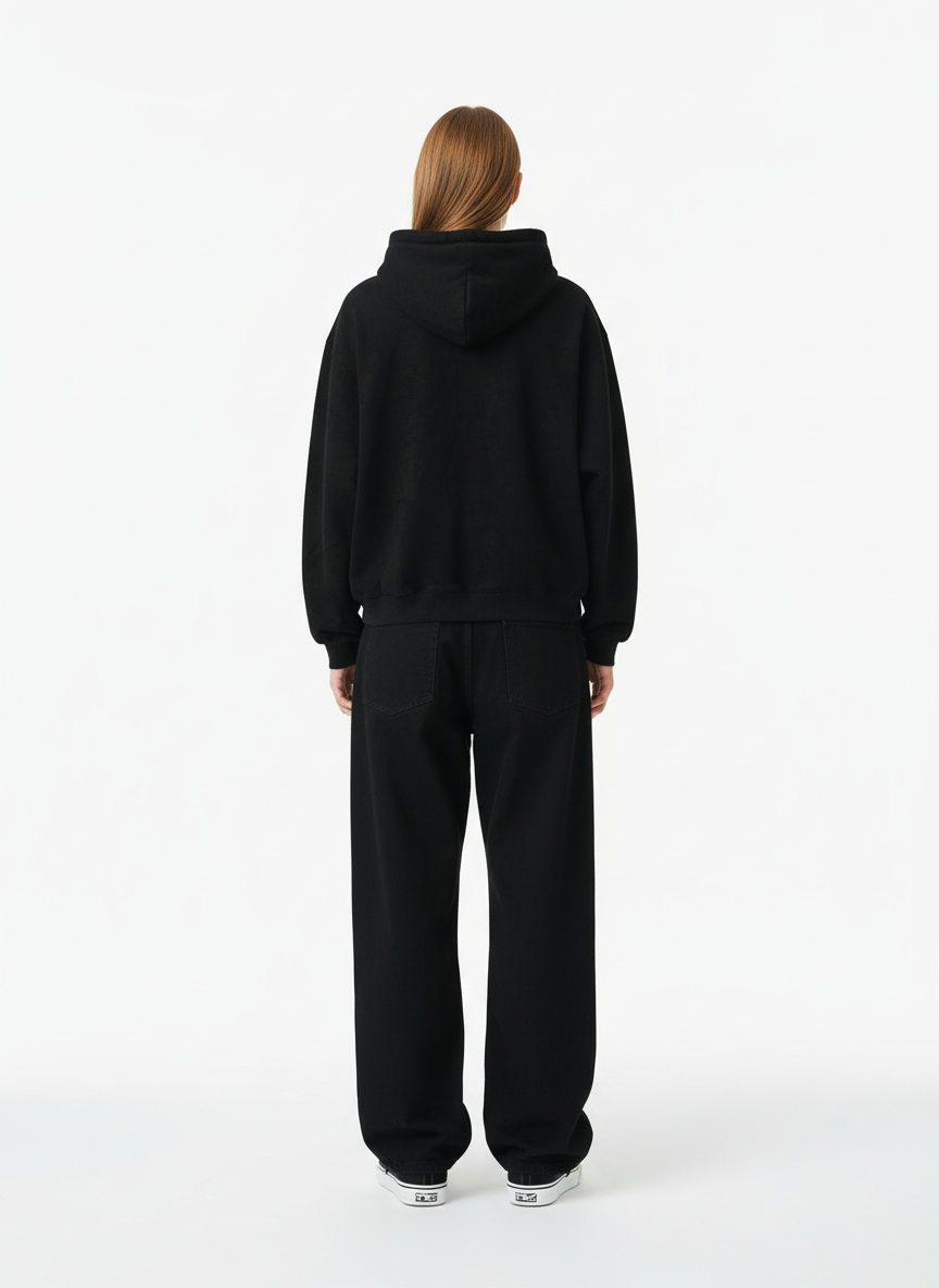 Suede Letter Embroidered Cropped Zip-Up Sweatshirt