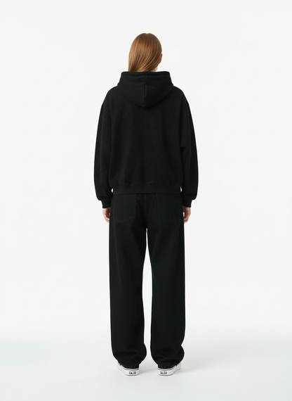 Suede Letter Embroidered Cropped Zip-Up Sweatshirt