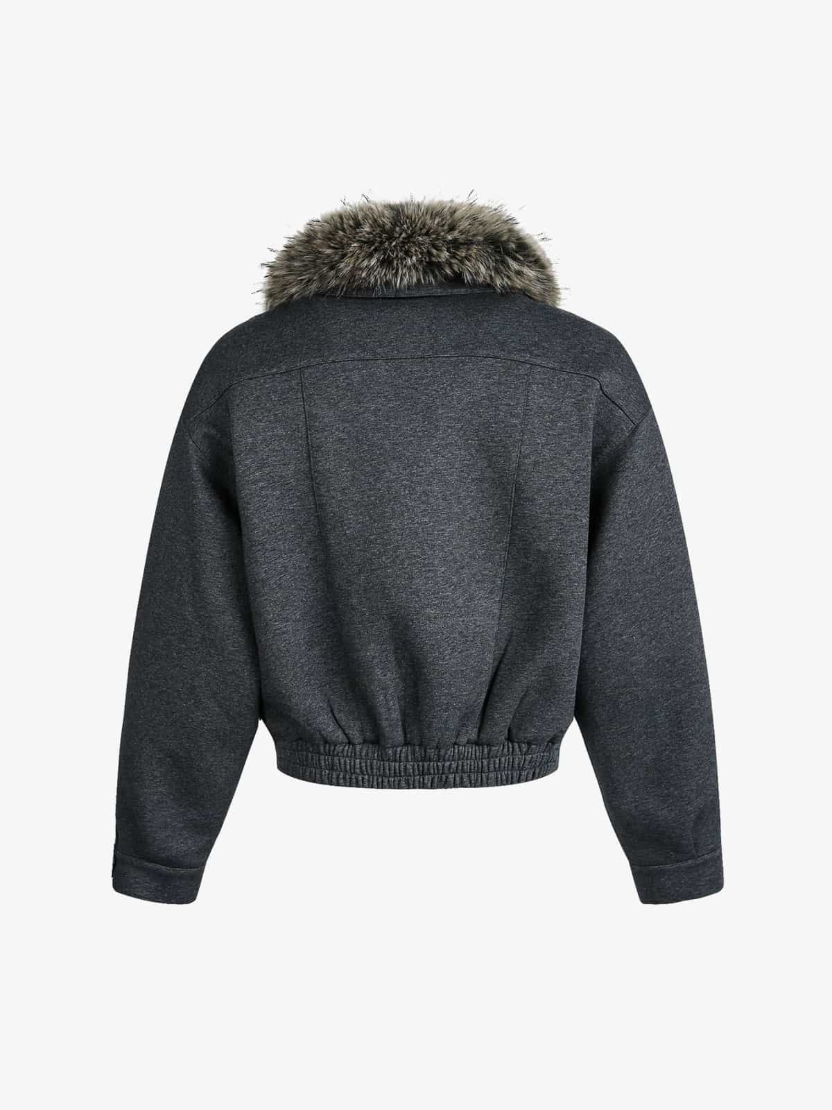 Winter Essential Bomber Jacket with Faux Fur Trimmed Hood 