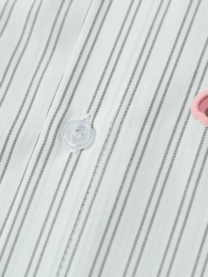 Cotton Pique Dog Print Long Sleeve Shirt for Men - Fun Animal Pattern Casual Button Down Top 