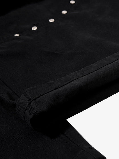 Cotton Blend Wide Leg Cargo Pants with Adjustable Drawstring and Decorative Tassels?