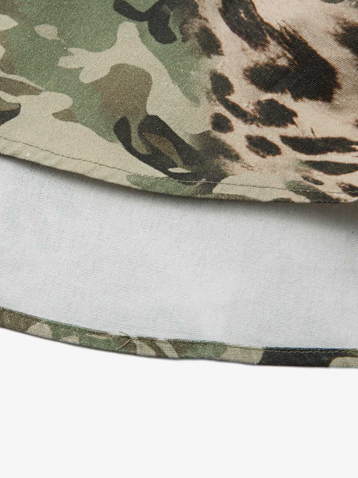 Cotton Camouflage Print Short Sleeve Shirt with Long Sleeve Layering Design?