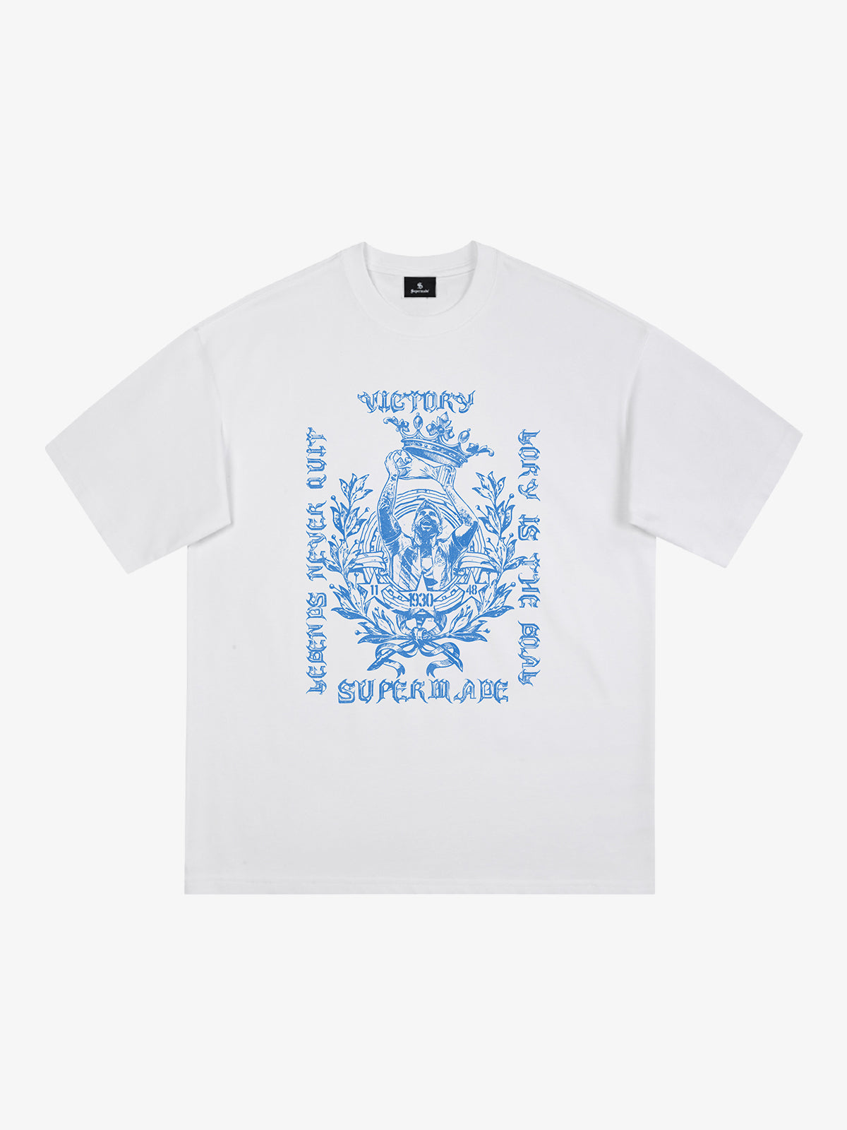 Cotton Graphic Print T-Shirt with Victory Legend Design 