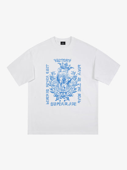 Cotton Graphic Print T-Shirt with Victory Legend Design 